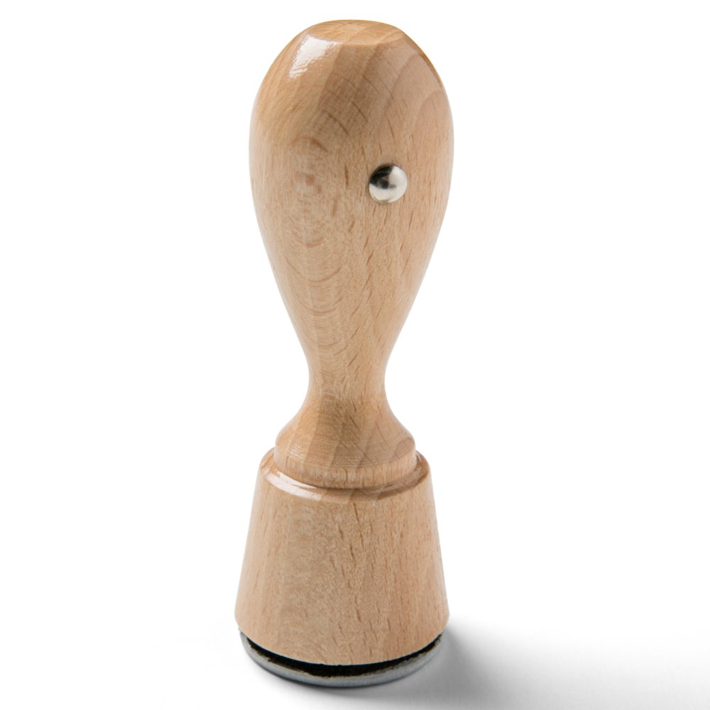 Træstempel inkl. tekstplade | Rund | diameter på 3 cm