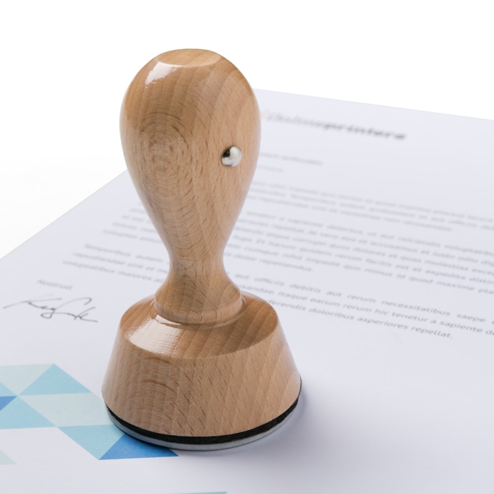 Træstempel inkl. tekstplade | Rund | diameter på 5 cm