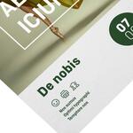 Papirflyer med mat cellofan laminering p� �n side.