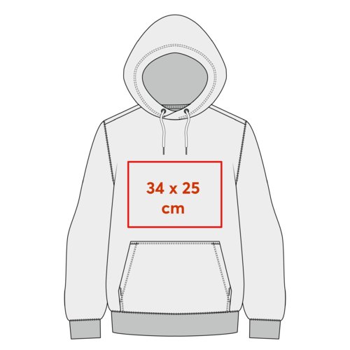 Gr stofhttetrje (unisex) med htte og kngurulomme.