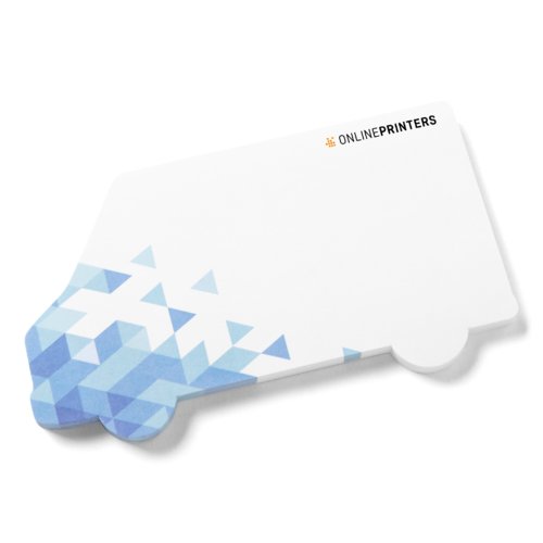 Hvide sticky notes i varebilsform.
