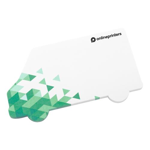 Hvide sticky notes i varebilsform.