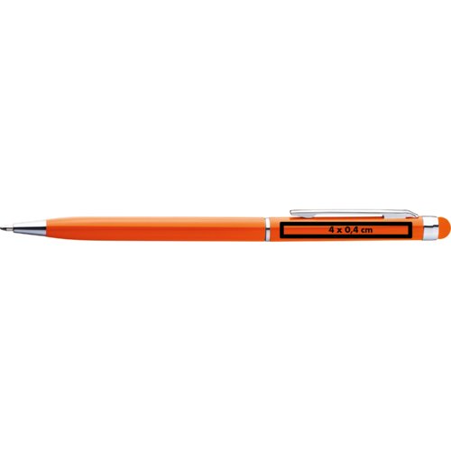 Orange kuglepen med touch pen og clip.