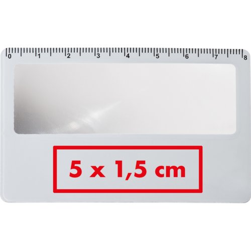 Hvid plastiklup i kortformat med lineal.
