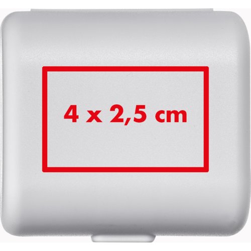 Hvid rejseadapter med foldemekanisme.