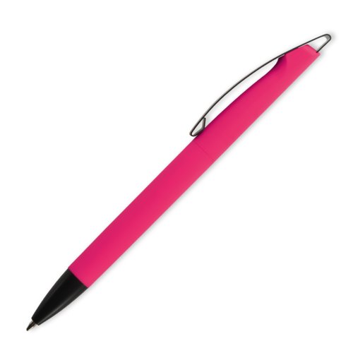 Pink plastik kuglepen med klips.