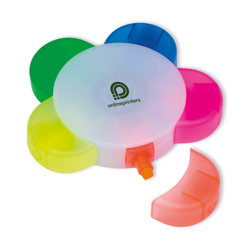 Multifarvet highlighter med fem spidser.