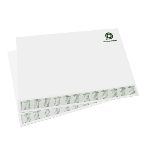 Skrivebordsunderlag af papir, der kan tilpasses individuelt.