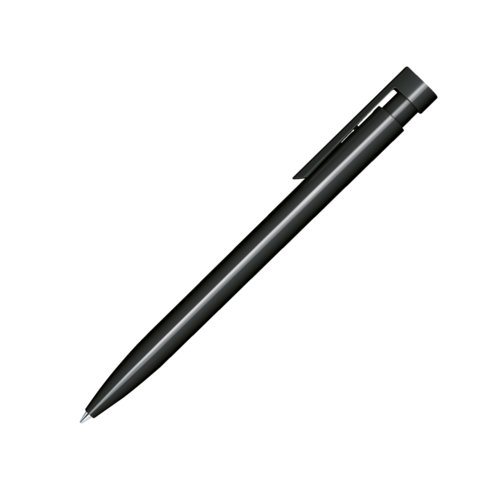 Sort plastikkuglepen med poleret finish og klips.