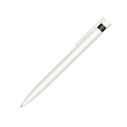 Sort plastik kuglepen med poleret finish og clip.