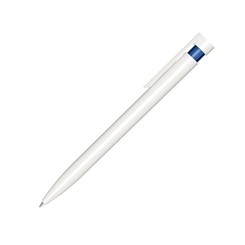 Mrkebl kuglepen i plast med klips og trykmekanisme.