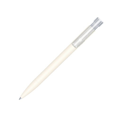 Hvid bio-plast kuglepen med trykknap og klips.