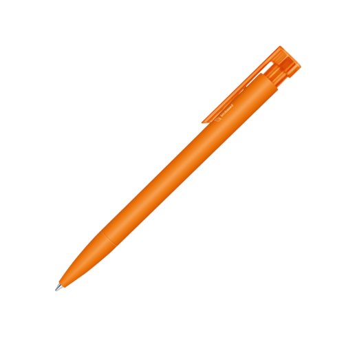 Orange bioplast kuglepen med klips og trykmekanisme.