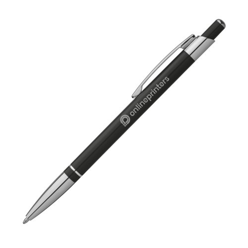 Sort metal-kuglepen med clip og trykmekanisme.