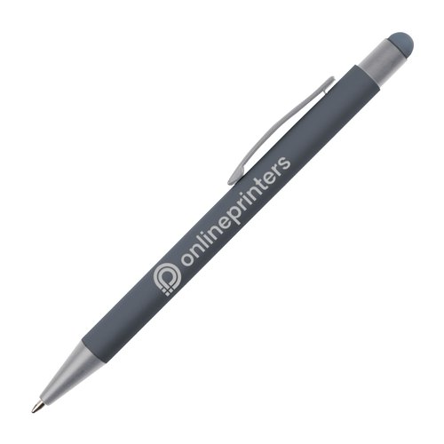 Gr metal kuglepen med touch pen og clip.