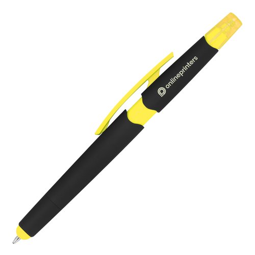Gul plastikkuglepen med touch-funktion og klips.