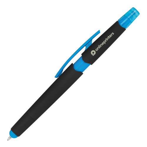 Lysebl duo-pen med touch-funktion og clip.