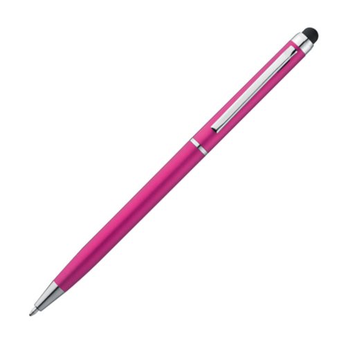Pink metal kuglepen med touch funktion og klips.