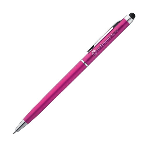 Pink metal kuglepen med touch funktion og clip.