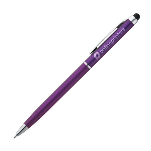 Violet metalkuglepen med touchfunktion og klips.