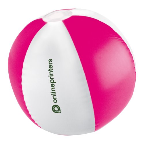 Pinkfarvet strandbold af plastik.