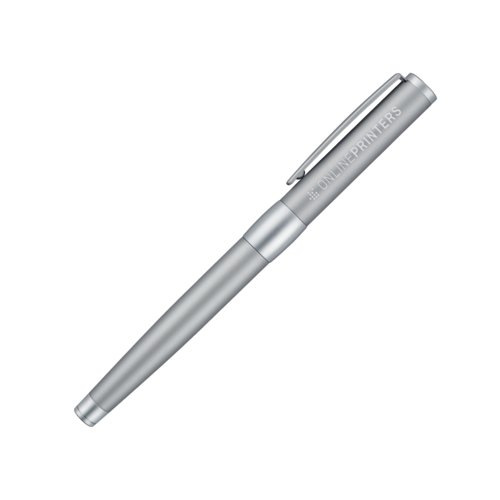 Forkromet metal rollerballpen med h�tte og klips.