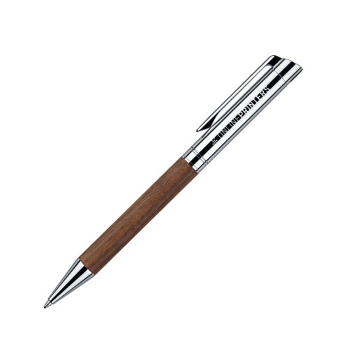 Tr�kuglepen med drejemekanisme og metalclips.