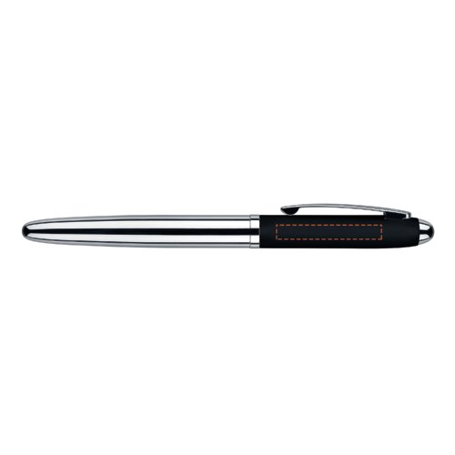 Metalfarvet rollerballpen med bld overflade og clip.