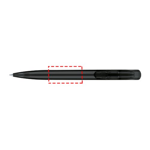 Mat plastikkuglepen med trykmekanisme og klips.