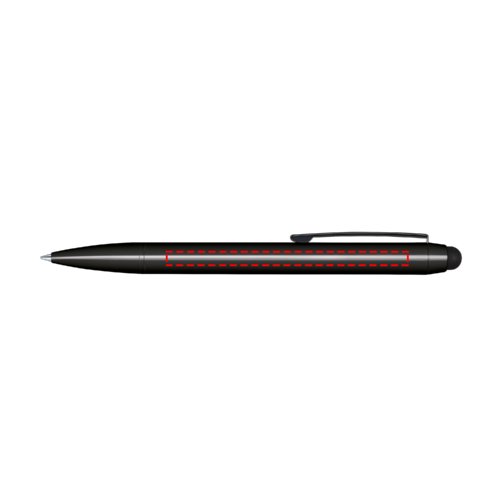 Sort kuglepen med drejemekanisme og touchpad-pen.