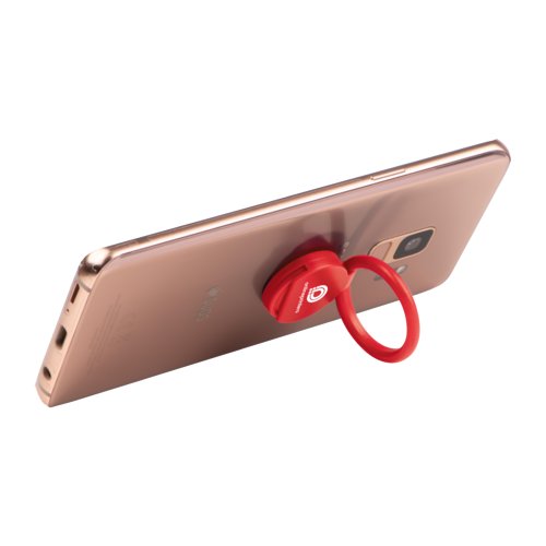 Rd mobilholder med ring.