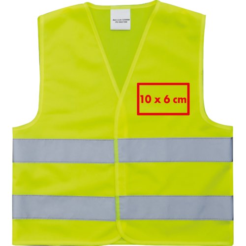 Gul sikkerhedsvest i stof med refleksstriber.