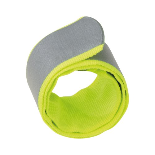 Gult reflekterende snaparmbnd med mnster.
