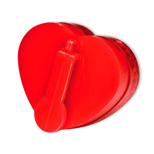Rdt hjerteformet blinklys med clip fastgrelse.