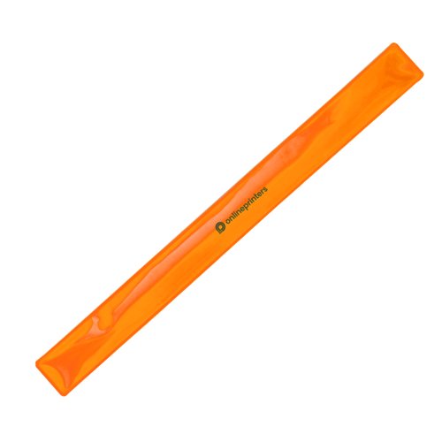 Orange plastik snaparmbnd med reflekterende egenskaber.