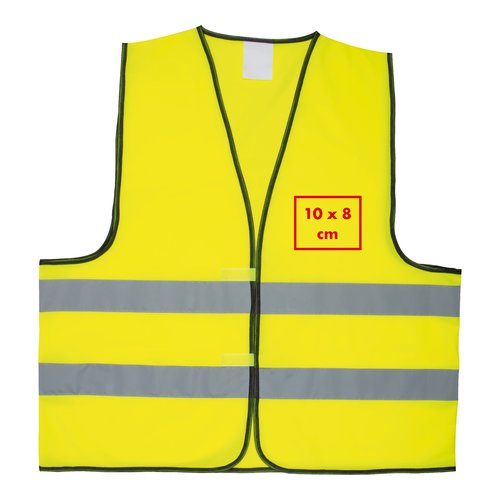 Gul sikkerhedsvest i stof med refleksstriber, unisex.