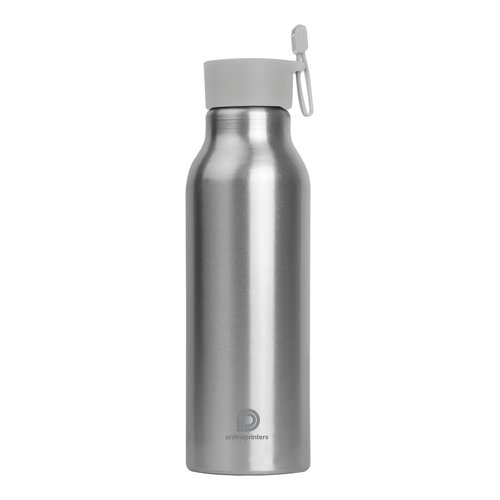 Gr aluminium drikkeflaske med skruelg og brerem.