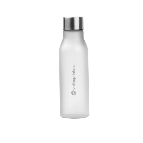 Transparent drikkeflaske af plastik med skruelg.