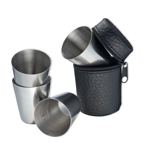Sort rustfrit stl shotglas st med etui.