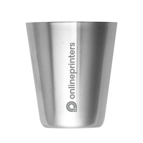 Slvfarvet shotglas i rustfrit stl i et enkelt design.