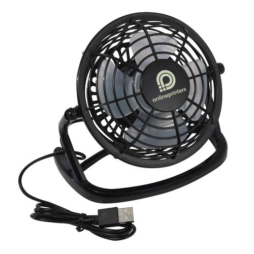 Sort ventilator med USB-tilslutning.