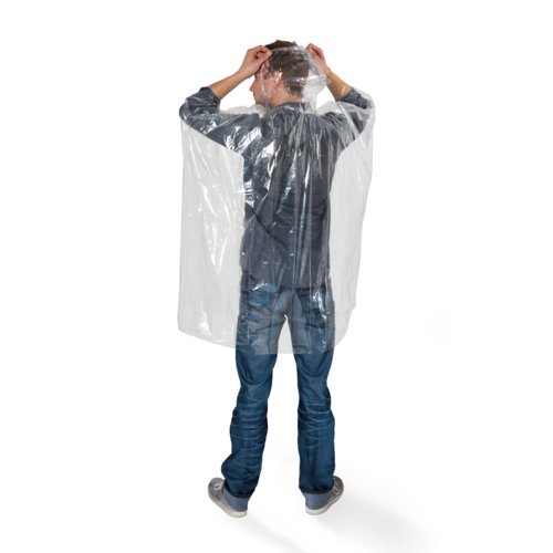 Transparent plastikponcho til voksne.