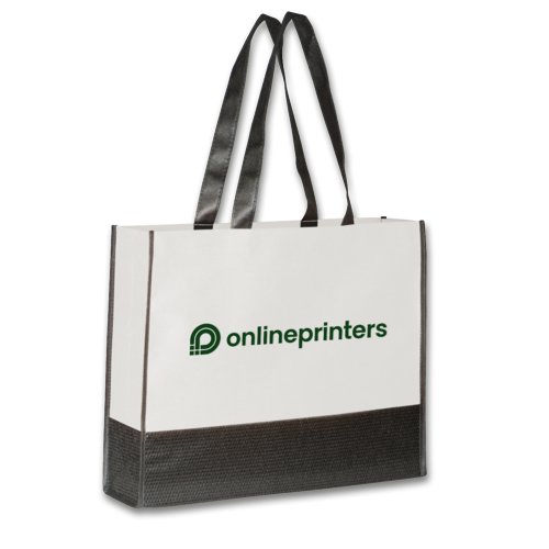Hvid non-woven taske med lange brehndtag.