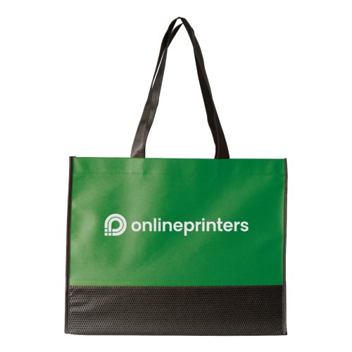 Grn non-woven taske med brehndtag.