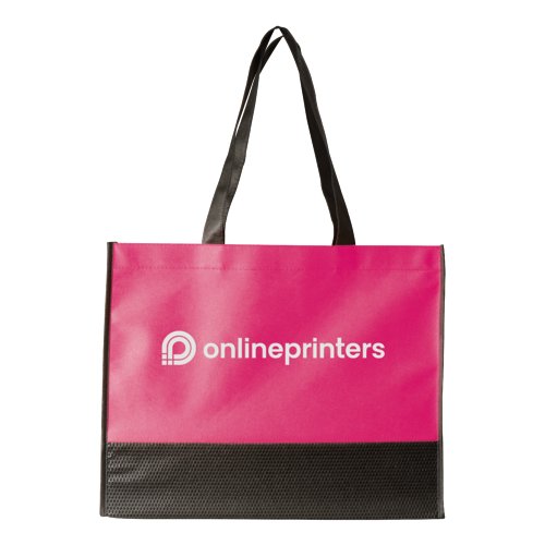 Pink non-woven taske med brehndtag.