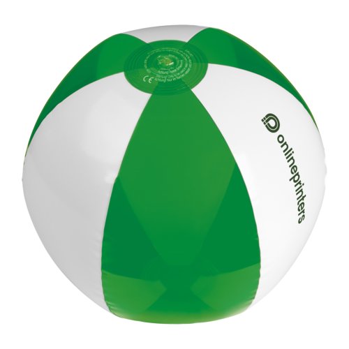 Grn og hvid PVC-strandbold, oppustelig.