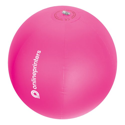 Pink plastik strandbold med oppusteligt design.