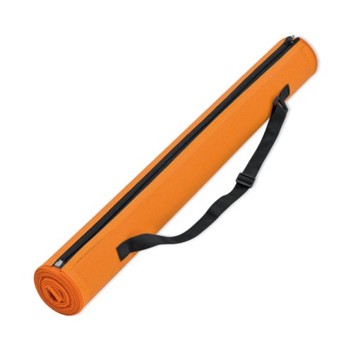 Orangefarvet strandmtte med mnster og brestrop.