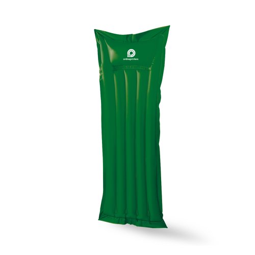 Grøn plastik luftmadras med oppustelige kamre.