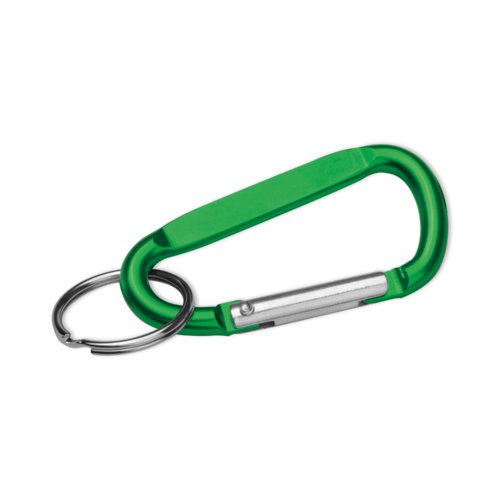 Grn metalnglering med karabinhage og ring.